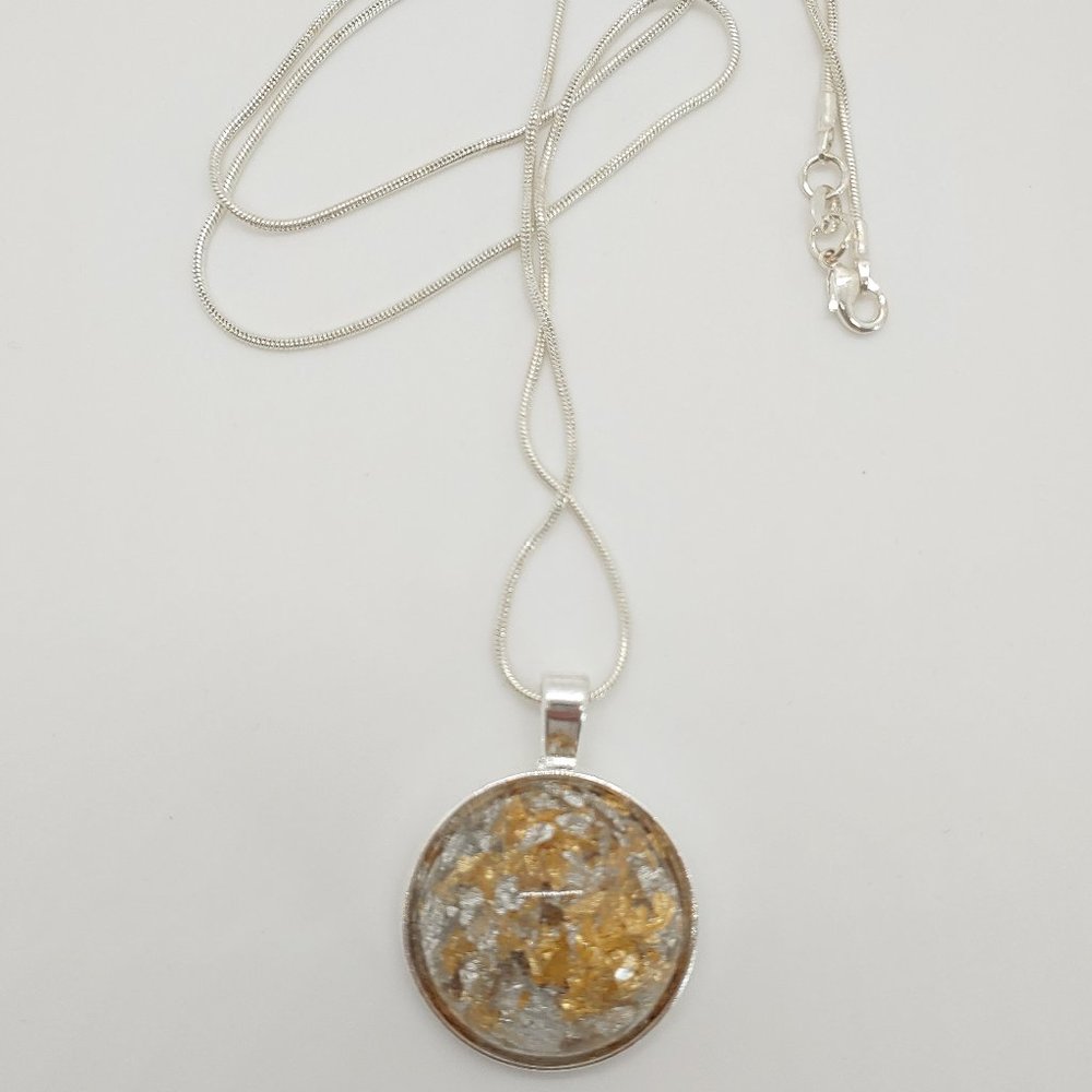 Necklace w/ Silver & Gold Pendant - Picture 3 of 3